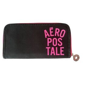 Vintage Y2K‎ Aeropostale Black Pink Full-Size Zip Around Wallet (7x4)